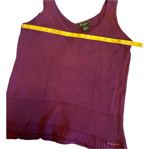 Eddie Bauer Dressy Silk Linen Blend Purple Knit Tank Top - Picture 3 of 11